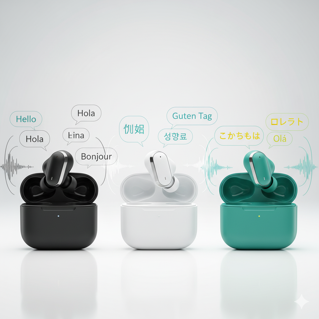 HTC NE38 OWS Wireless Translation Earbuds - Real-Time Translation in 134 Languages, Bluetooth 6.0, IPX5 Waterproof, HIFI Sound, Perfect for Office, Sports, and Study with Built-In Microphone